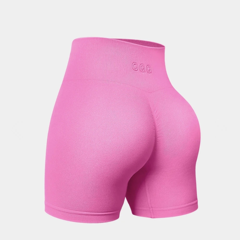 OQQ Women's Pink High Waist Liftings Shorts Size Medium
